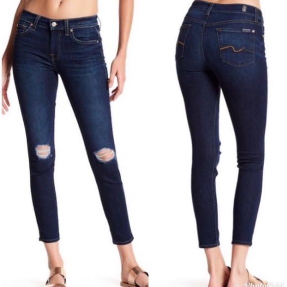7 For All Mankind Denim - 7FAMK distressed skinny ankle jeans